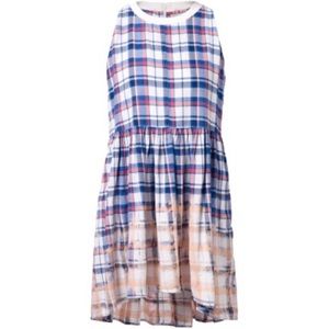 Sea NY Bleached High-low Plaid Dress; blue, red, & white; size 10